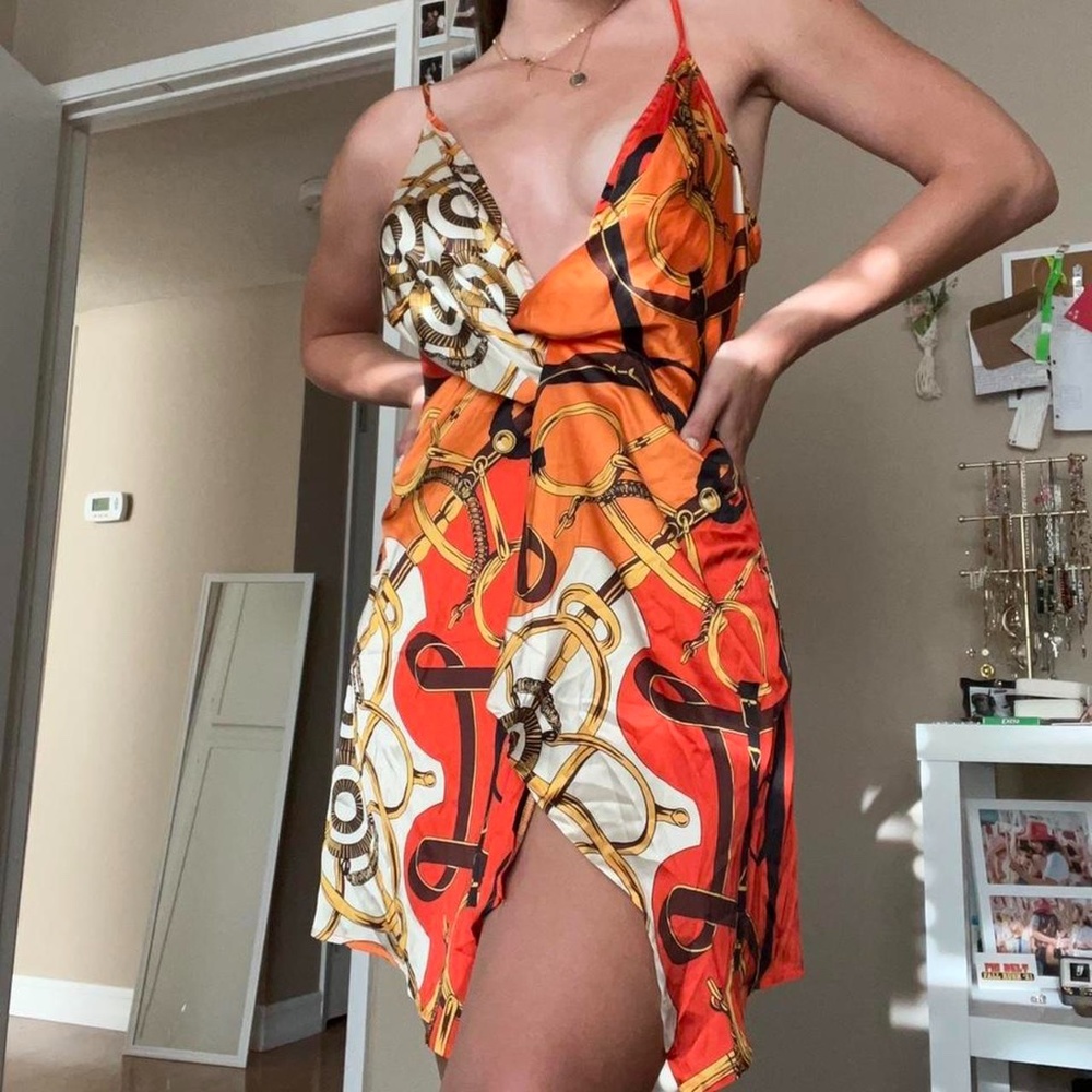 Orange Chain Design Dress